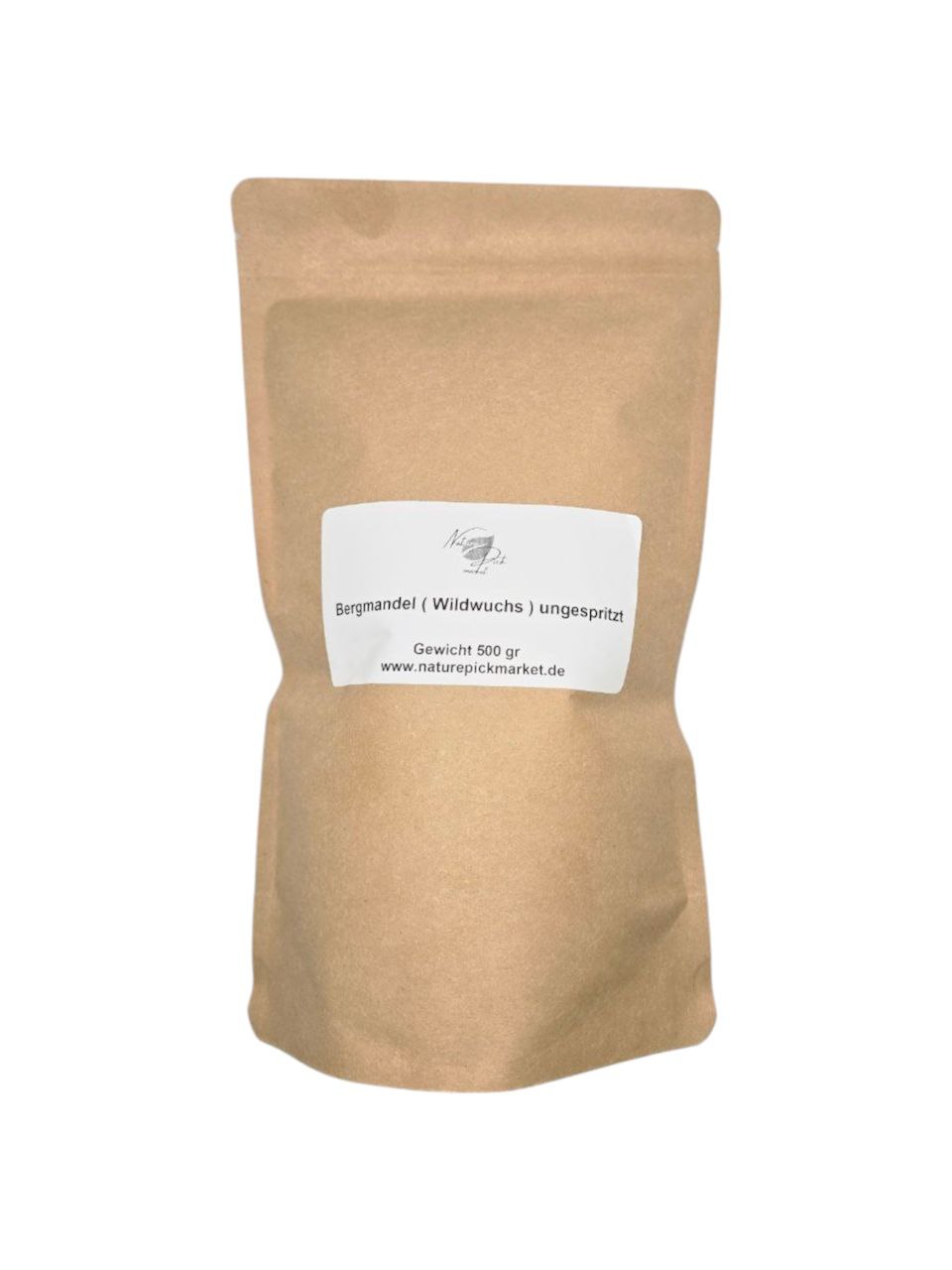 Close-up of Bergsmandel (wild almond) by Nature Pick Market, highlighting the rich texture and quality of these organic almonds.